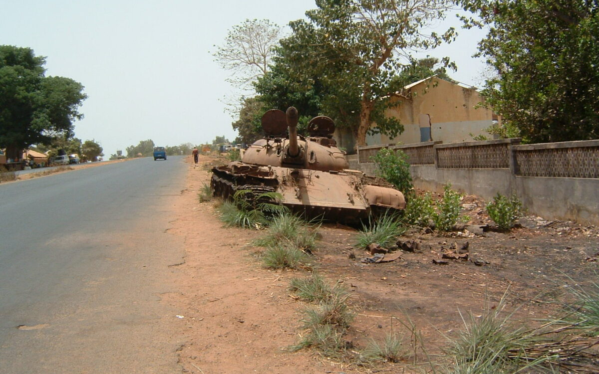 An abandoned tank from the Guinea Bissau civil war in Bissau.