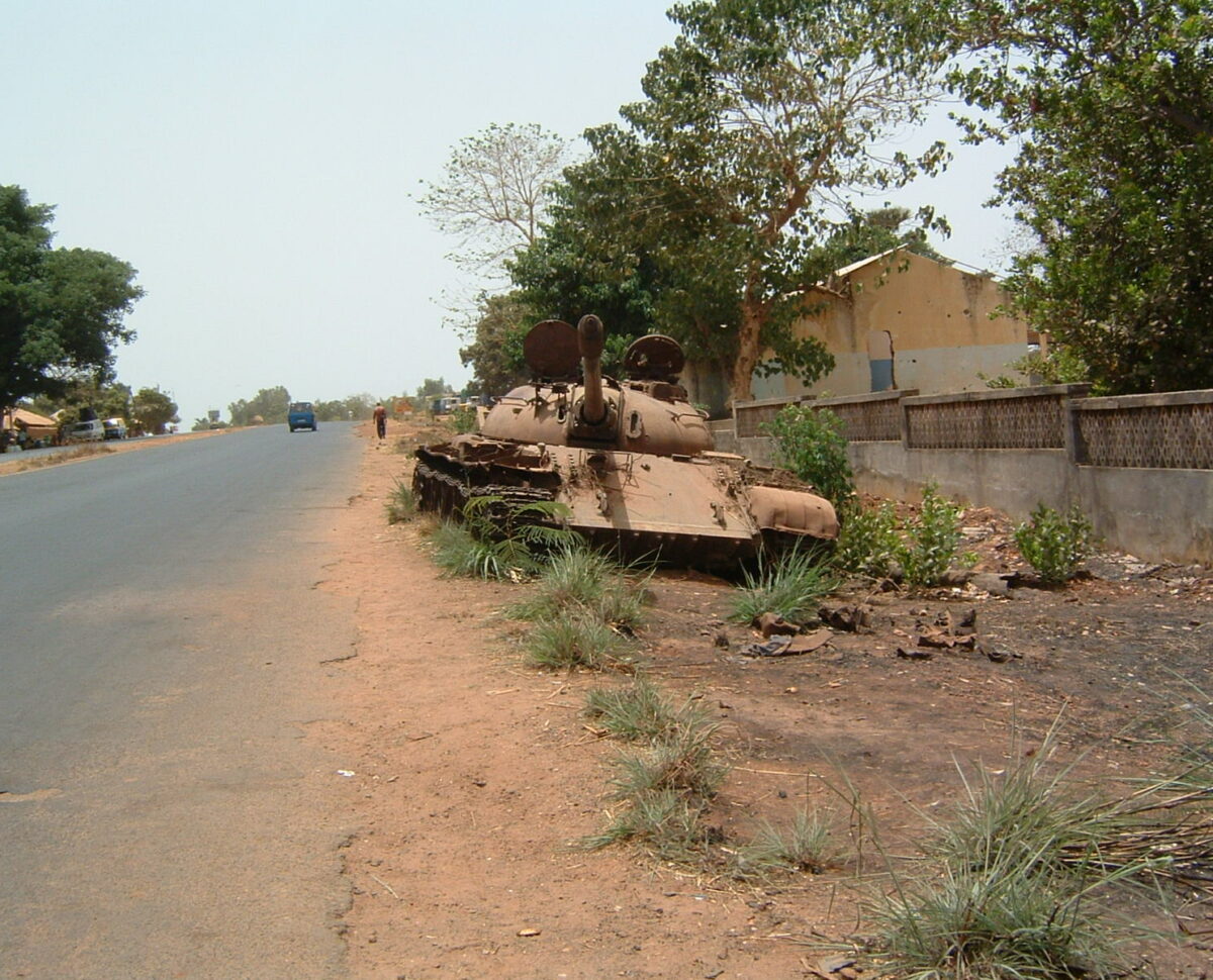 An abandoned tank from the Guinea Bissau civil war in Bissau.