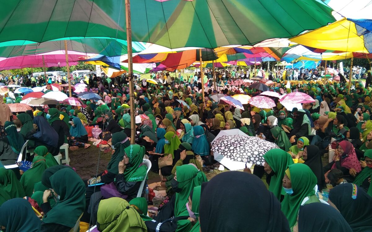 Members of the Moro Islamic Liberation Front Social Welfare Committee and Bangsamoro Islamic Women's Brigade gather at a United Bangsamoro Justice Party event Sultan Kudarat, Maguindanao.