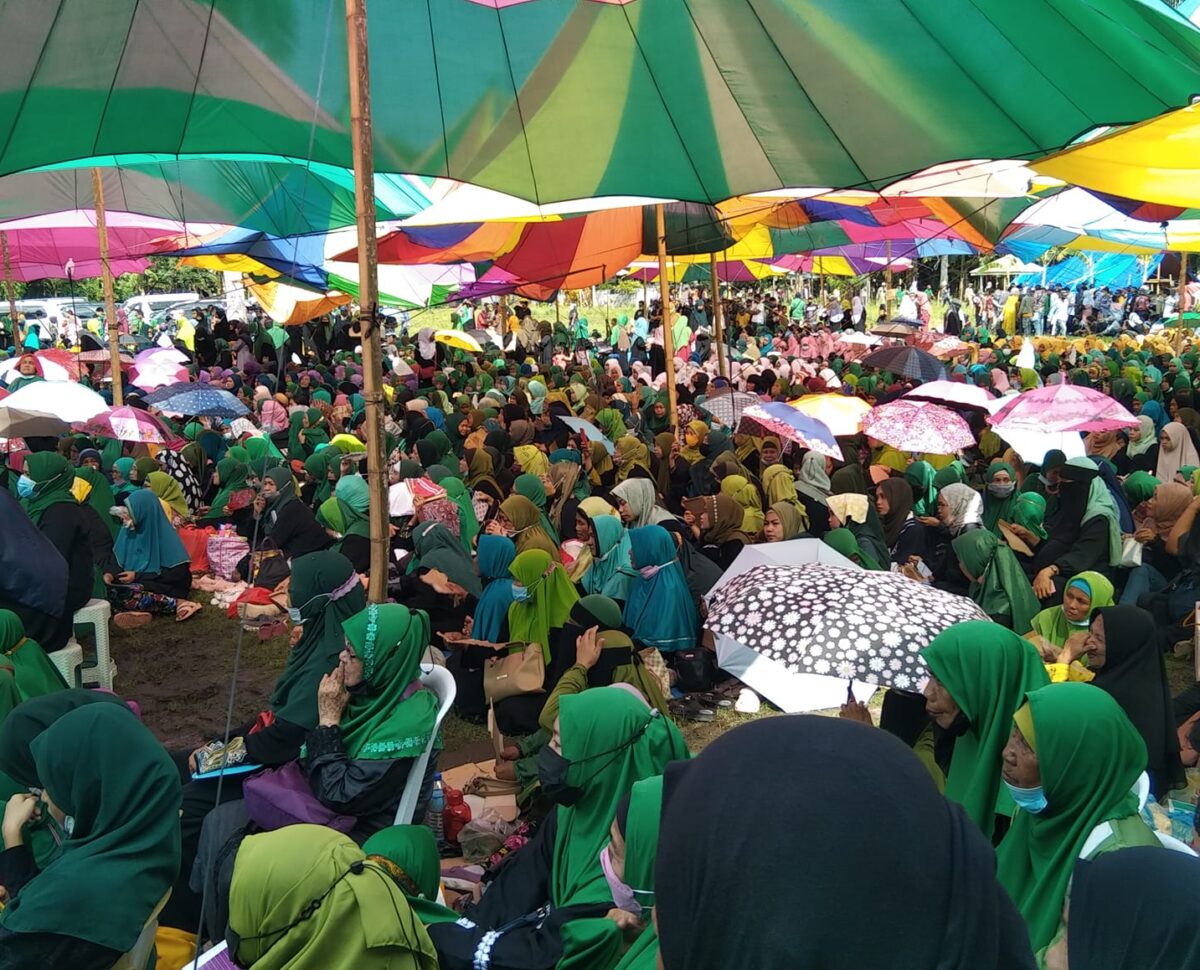 Members of the Moro Islamic Liberation Front Social Welfare Committee and Bangsamoro Islamic Women's Brigade gather at a United Bangsamoro Justice Party event Sultan Kudarat, Maguindanao.